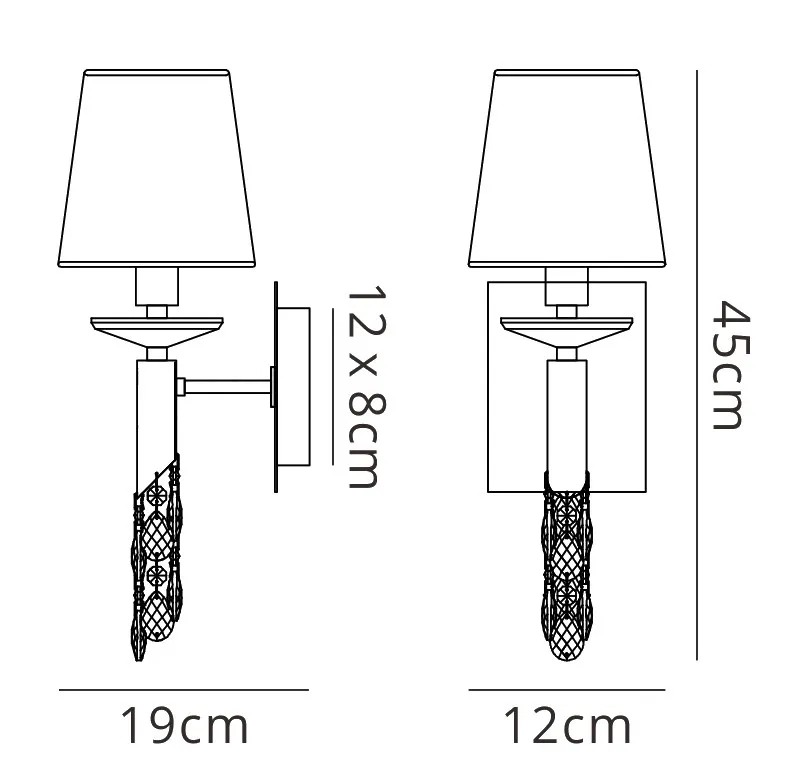 M3864/S/CS  Tiffany Crystal Switched Wall Lamp 1+1 Light